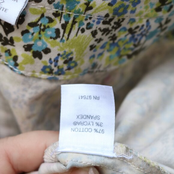 J Jill Petite Yellow Purple Blue Floral Live In Chino Stretch Cotton Skirt Sz 2P - Picture 6 of 6